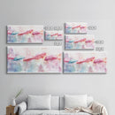 Pastel Umbrellas Canvas Print | Whimsical Watercolor Wall Art | Cottagecore Colorful Decor | Feminine Bedroom Artwork | Light Pink Wall Art