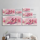 Pink Heels Painting Framed Canvas Print, Feminine Art Gift Idea, Light Pink Wall Art, Cottagecore Decor, Rustic Original Artwork