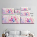 Balloon Cluster Canvas Print | Whimsical Art, Light Pink and Blue Wall Art, Birthday Decor, Pastel Wall Art, Playroom Art, Living Room Decor