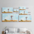 Rustic Windmill Framed Canvas Print Perfect Above Sofa Farmhouse Art Panoramic Artwork Wabi Sabi Inspired Bedroom Horizontal Wall Art
