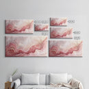 Pink Geode Framed Canvas Print, Light Pink Wall Art Above Bed Decor, Moody Abstract Artwork Gift Idea Minimalist Panoramic Painting