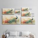 Elegant Peacock Wall Art Canvas Print, Colorful Wildlife Painting, Moody Therapy Art, Unique Bedroom Decor Gift Idea, Botanical Prints