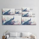 Watercolor Peacock Art Canvas Print, Moody Wildlife Wall Decor, Above Couch Living Room Art, Unique Nature Gift Idea Him Her