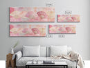 Japanese Fan Inspired Canvas Print, Pink Wall Art with Delicate Oriental Touch, Long Narrow Wall Decor, Modern Cottagecore Aesthetic