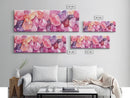 Gemstone Painting Canvas Print with Whimsical Crystal Colors, Gift Idea with Pink Orange Wall Art Accents, Boho Vertical Art