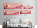 Misty Pink Landscape Canvas Print Forest at Dusk Painting Light Pink Wall Art Smoky Mountain Art Panoramic Art Bedroom Decor Gift
