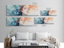 Moody Woman Portrait Framed Canvas Print - Abstract Cherry Blossom Painting, Fall Bedroom Art, Minimalist Wall Decor, Gift Idea For Her