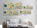 Framed Canvas Print of Science Art with Abstract Diagrams, Therapy Art, Brain Art, Panoramic Wall Art, Horizontal Living Room Art