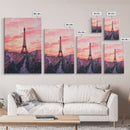 Eiffel Tower Sunset Framed Canvas Print Paris Landscape Painting French Cityscape Wall Art Bedroom Decor Romantic Gift Pink Orange Art