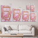 Golden Frames on Pink Canvas Print | Abstract Minimalist Wall Art | Rustic Gold Decor | Wabi Sabi Aesthetic | Living Room Accent | Gift Idea