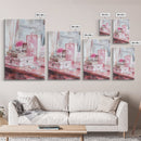 Vintage Vanity Decor Canvas Print, Pink Floral Art, Feminine Bedroom Wall Art, Cottagecore Rustic Aesthetic, Gift Idea, Light Pink Art
