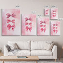 Pink Ribbon Trio Canvas Print, Feminine Wall Art, Light Pink Wall Art, Gift Idea for Her, Whimsical Art, Minimalist Art, Bedroom Wall Decor