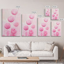 Cute pink macarons whimsical kitchen framed canvas print food review dessert art playful pastel decor cozy gift idea fun wall art