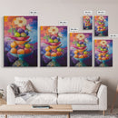 Colorful Fruit Bowl Canvas Print Featuring Still Life Painting, Whimsical Kitchen Art, Vibrant Food Review Wall Art for Dining Spaces