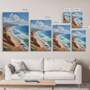 Panoramic Coastal Framed Canvas Print Blue Ocean View Nautical Landscape Art Extra Wide Wall Art Nautical Decor Living Room Beach Artwork