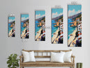 Coastal Retreat, palm tree painting, tropical art, Hawaii art, vacation home decor, Framed Canvas Print, vertical wall art