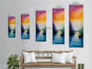 Sunset Canyon, pink orange wall art, lake Tahoe art, framed canvas print, vertical wall art, extra wide art, bedroom art
