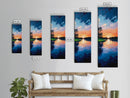 Lake Sunset, Reflections, Moody Art, Framed Canvas Print, Coastal Landscape Art, Horizontal Wall Art, Above Sofa Art