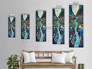 Abstract River, mosaic wall art, blue and green wall art, geometric wall art, whimsical art, framed canvas print, tall narrow art