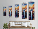 Surreal Waterfall, wabi sabi art, zen wall art, fantasy landscape, blue and green wall art, framed canvas print, panoramic art