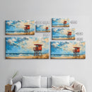 Lifeguard Tower, coastal landscape art, beach painting, seascape painting, nautical wall art, canvas print, horizontal wall art