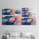 Water Lily, koi fish painting, botanical prints, pink orange wall art, floral painting, nature wall art, framed canvas print