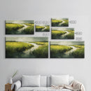 Marshland Landscape Art, nature painting, green wall art, botanical prints, landscape painting, framed canvas print, rustic decor