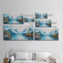 Snowy Peaks, mountain painting, framed canvas print, landscape painting, extra wide art, rustic wall art, above bed wall art