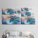 Palm tree painting, coastal wall art, framed canvas print, tropical art, boho art, surf wall art, extra wide art, vibrant wall decor