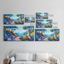 Coastal Pathway, bold colors, impressionist seascape, ocean view, vibrant painting, coastal wall art, Canvas Print, beach decor