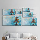 Vibrant Pine Tree, pine tree art, landscape painting, blue and green wall art, colorful abstract art, wabi sabi art, Canvas Print