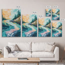 Swirling River Art, Abstract Nature Scene, Dreamy Landscape, Flowing Water, Boho Wall Art, Colorful Decor, Canvas Print