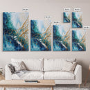 Abstract Ocean Painting, Coastal Wall Art, Blue and Gold Art, Nautical Decor, Contemporary Seascape, Canvas Print