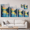 Golden Glow, lake Tahoe art, mountain painting, landscape painting, above bed wall art, framed canvas print, panoramic painting