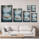Hammock, Lake, Birch Trees, Framed Canvas Print, birch tree painting, landscape painting, wabi sabi art, rustic decor, extra wide art