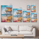 Lifeguard, Beach, Surf, Framed Canvas Print, coastal painting, beach house art, coastal cowgirl wall art, surf wall art, nautical painting