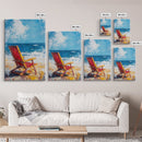 Beach Chair, Coastal Decor, Nautical Painting, Seascape Art, Ocean Wall Art, Coastal Landscape Art, Canvas Print, Gift Idea