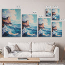 Coastal Cliffs, Seascape Painting, Ocean Waves, Canvas Print, Nautical Wall Art, Coastal Decor, Beach Art, Living Room Art