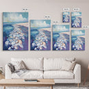 Coastal Shell Path Framed Canvas Print Beach House Decor, Nautical Ocean Art, Seaside Aesthetic, Living Room Coastal Wall Art