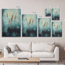 Golden Reeds Framed Canvas Print Minimalist Nature Art Tranquil Landscape Wall Decor Modern Aesthetic Living Room Home Gift