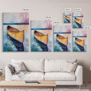 Wooden Canoe, Coastal Landscape Art, Nautical Wall Art, Seascape Painting, Lake Tahoe Art, Extra Wide Art, Framed Canvas Print