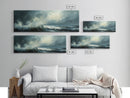 Stormy Ocean Waves Framed Canvas Print Dark Seascape Art, Moody Coastal Decor, Large Nautical Painting, Office or Living Room Art