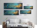 Cosmic Fishing Line Canvas Print Abstract Space Wall Art Gold and Blue Modern Artwork Celestial Decor Living Room Framed Art