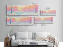 Sunset Beach Volleyball Painting, Pastel Ocean Sports Art, Fun Summer Wall Decor, Playful Living Room, Framed Canvas Print