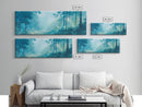 Misty Forest Painting Ethereal Blue Woodland Art Dreamy Nature Landscape Wall Decor Tranquil Aesthetic Bedroom Artwork