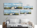 Lakeside Dock Framed Canvas Print Tranquil Waterfront Art Boat Painting Relaxing Cabin Decor Nautical Wall Art Rustic Living Room