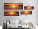 Golden Sunset, Serene Lake Painting, Tranquil Water Art, Nature Decor, Framed Canvas Print, Minimalist Style, Bedroom Artwork