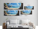 Tropical Beach Framed Canvas Print, Seaside Paradise Wall Art, Coastal Landscape Painting, Ocean View Decor, Office Art