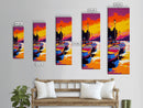 Boat Sunset, City Lights, Colorful Reflection, Waterfront View, Vibrant Colors, Modern Art, Urban Scene, Living Room, Canvas Print