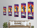 Dolphin Jump, Ocean Sunset Art, Framed Canvas Print, Vibrant Marine Life, Coastal Home Decor, Sea Animal Art, Beach House Wall Art